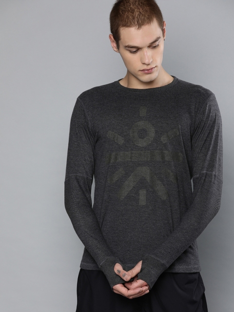 

Cultsport Men Charcoal Grey Printed Round Neck Workout T-shirt