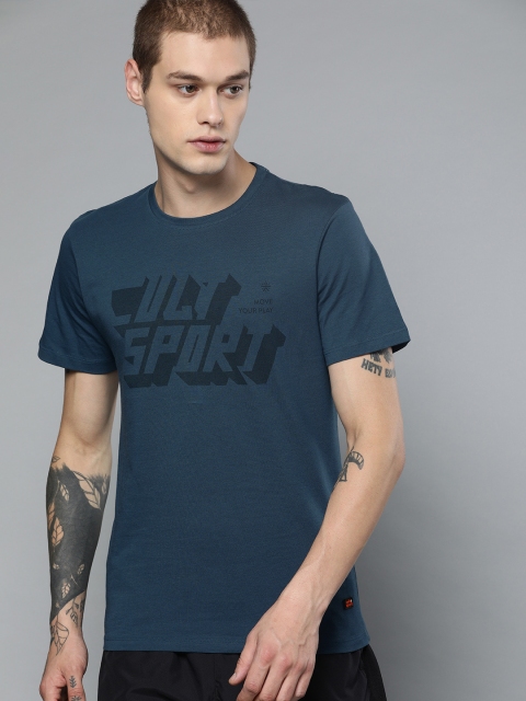 

Cultsport Men Blue Printed flydry Round Neck T-shirt