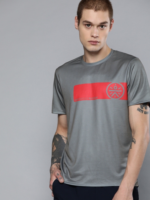 

Cultsport Men Charcoal Grey Printed Flydry Cool Control Technology Workout T-shirt