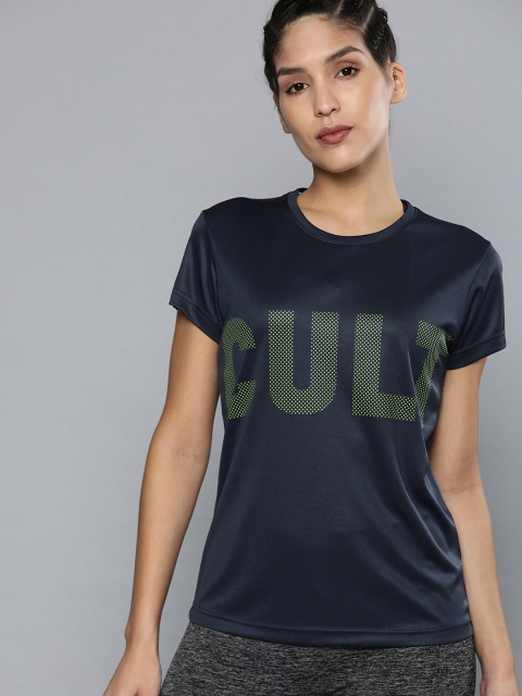 

Cultsport Women Navy Blue & Green Printed Round Neck Training T-shirt