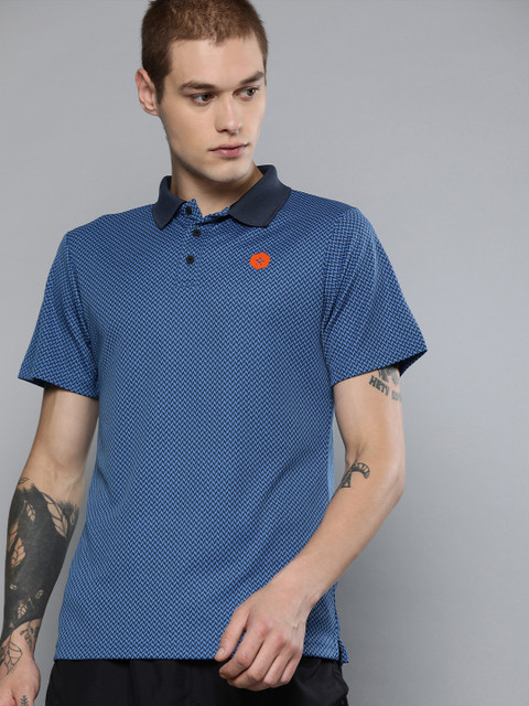 

Cultsport Men Navy Blue Printed Polo Collar T-shirt