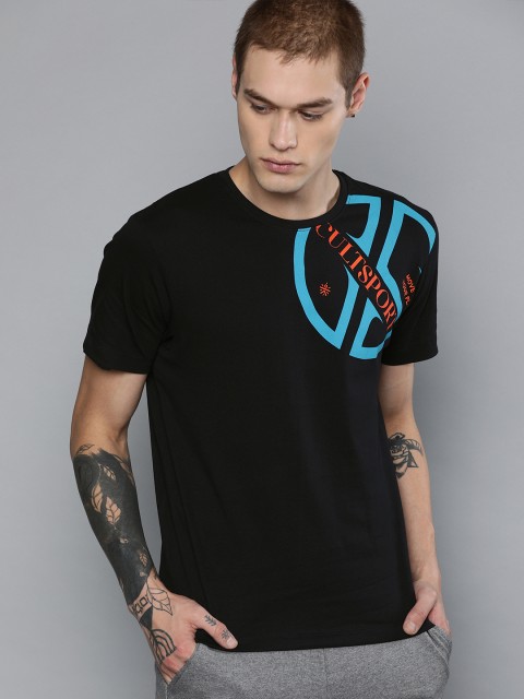 

Cultsport Men Black Printed Round Neck Casual T-shirt