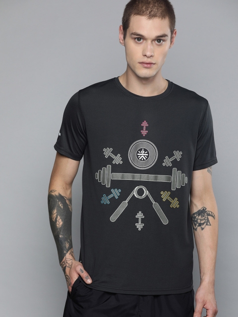 

Cultsport Men Charcoal Grey Printed flydry Round Neck T-shirt