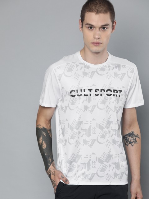 

Cultsport Men White Printed flydry Round Neck T-shirt