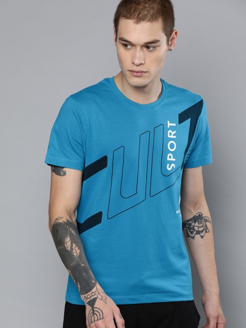 

Cultsport Men Blue Printed Round Neck Casual T-shirt
