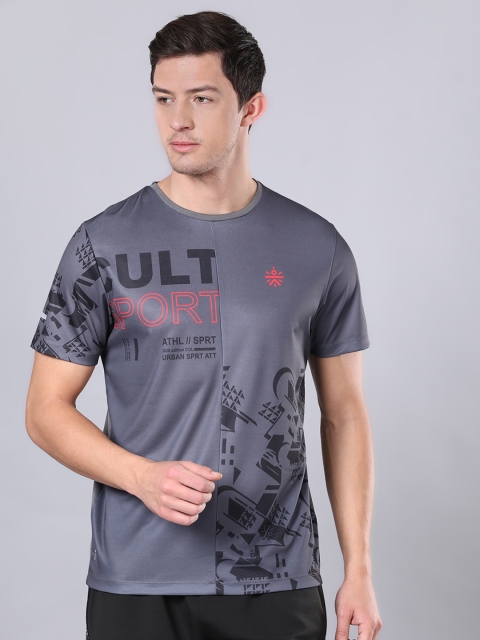 

Cultsport Men Grey Printed Round Neck T-shirt