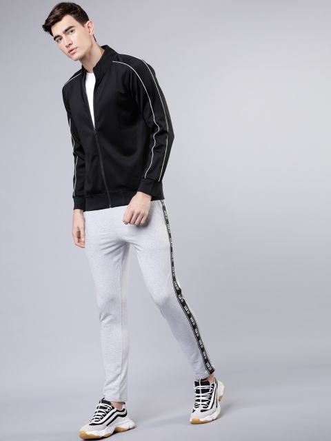 

HIGHLANDER Men Grey-Melange Solid Slim Fit Track Pants