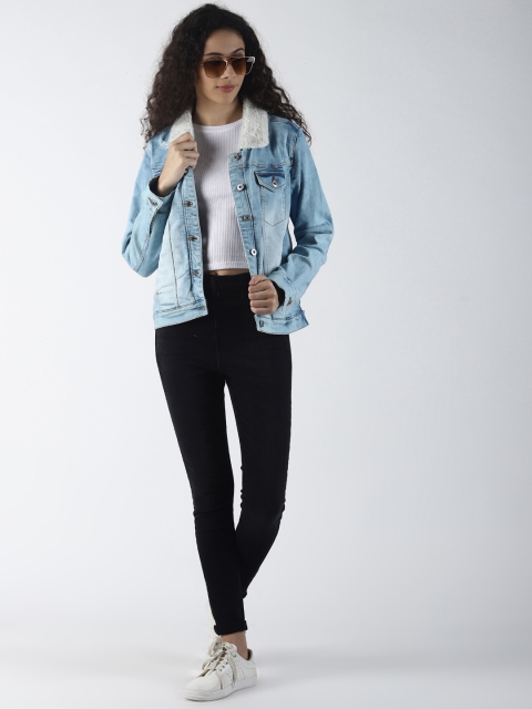 

Blue Saint Women Blue Solid Denim Jacket