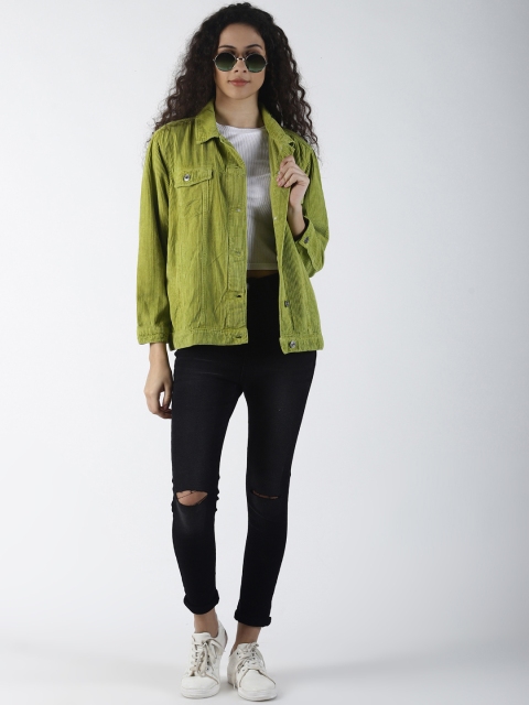 

Blue Saint Women Green Solid Denim Jacket