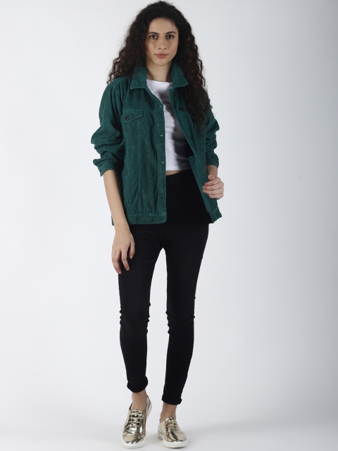 

Blue Saint Women Green Solid Denim Jacket