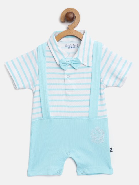 

Moms Love Boys Blue & White Striped Rompers