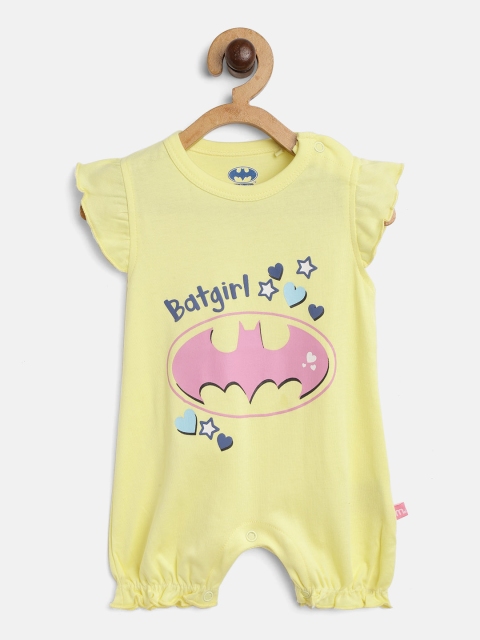 

Moms Love Girls Yellow Batman Print Rompers