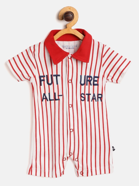 

Moms Love Boys Red & White Striped Rompers