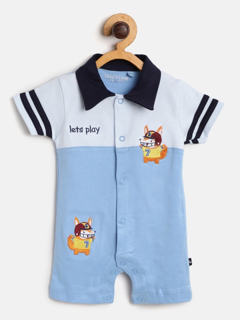 

Moms Love Boys Blue colorblocked Rompers