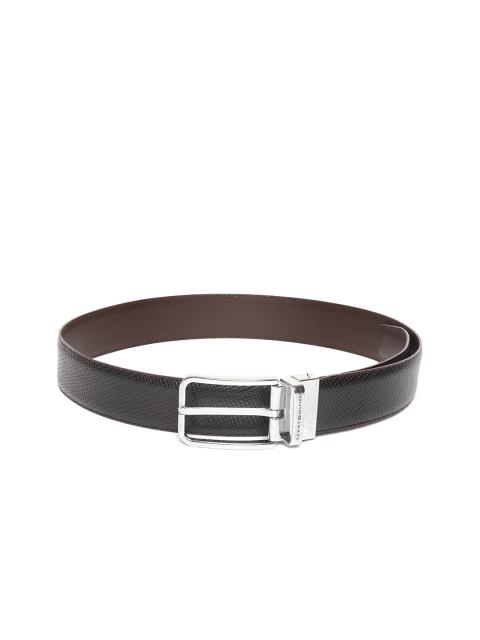 

Tommy Hilfiger Men Black & Coffee Brown Textured Reversible Leather Belt