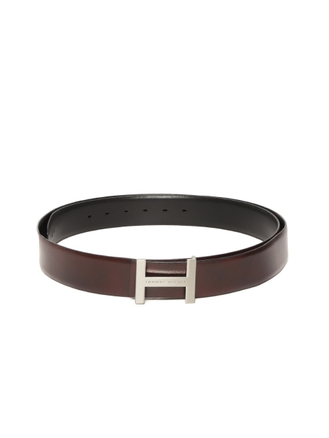 

Tommy Hilfiger Men Burgundy & Black Leather Reversible Solid Belt