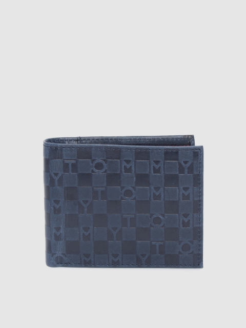 

Tommy Hilfiger Men Navy Blue Textured Genuine Leather Two Fold Wallet