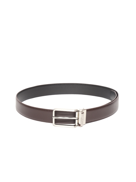 

Tommy Hilfiger Men Black & Coffee Brown Textured Reversible Leather Belt