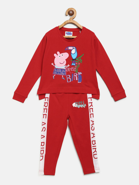 

Peppa Pig Girls Red Printed T-shirt with Pyjamas