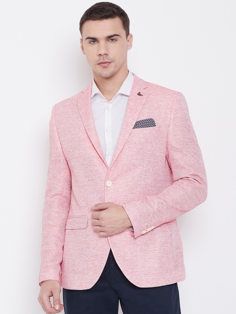 

Blackberrys Men Pink Solid Slim Fit Single-Breasted Smart Casual Blazer