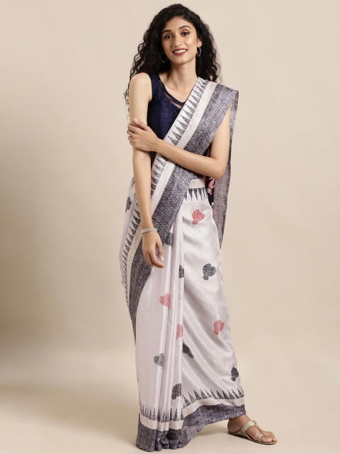 

Mitera Lavender Printed Jute Cotton Saree