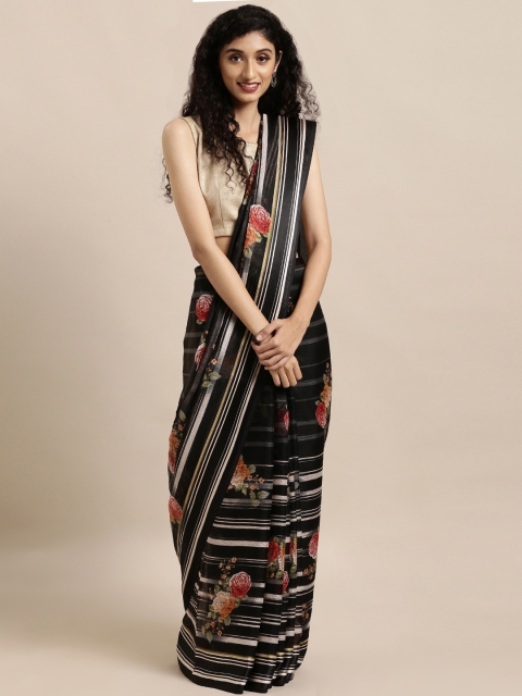 

Mitera Black Printed Polycotton Saree