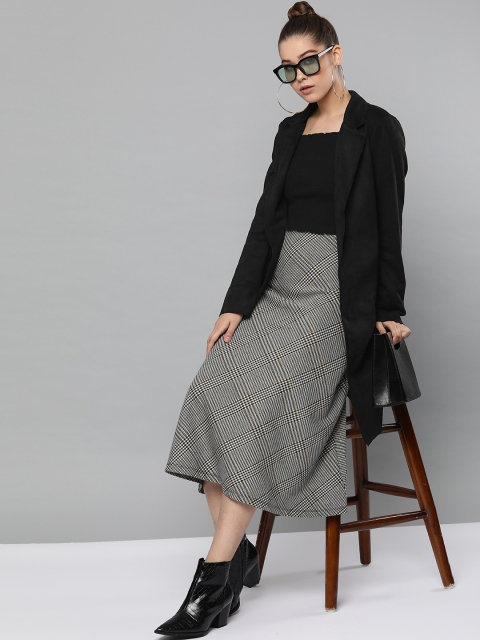 

Harpa Women Black Solid Suede Finish Open Front Longline Jacket