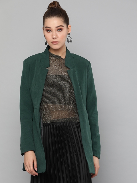

Harpa Women Green Solid Casual Blazer