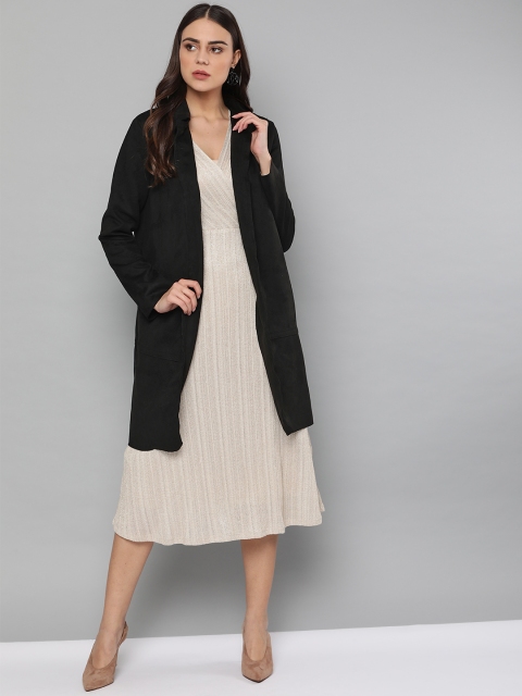 

Harpa Women Boat Solid Coat with Suede Finish, Black