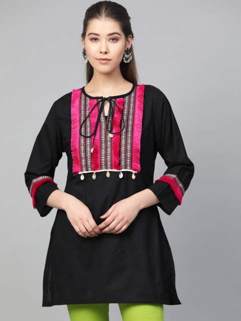 

Bhama Couture Women Black & Pink Yoke Design Tunic