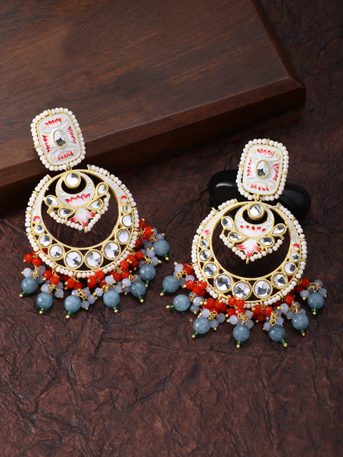 

Peora Gold-Toned & Blue Floral Jhumkas