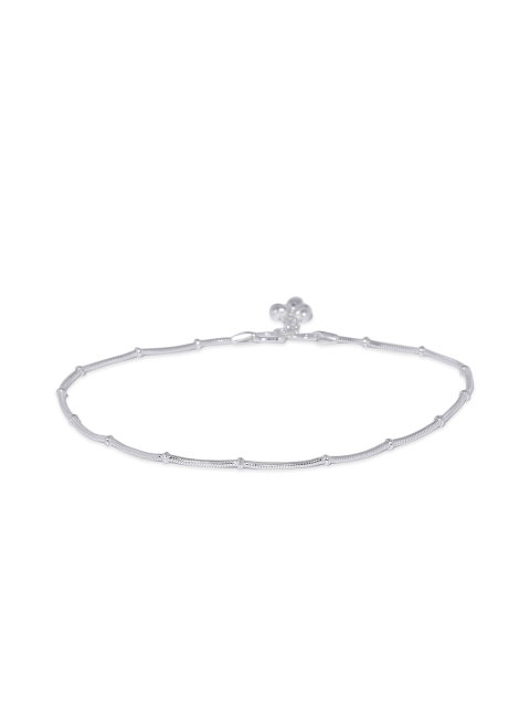 

Peora Women Pure 925 Sterling Silver Snake Chain with Bead Anklet
