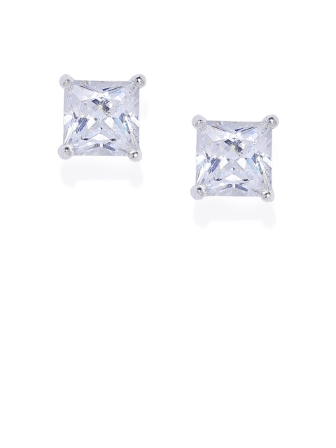 

Peora 925 Sterling Silver Rhodium Plated 5 mm Diamond Cut CZ Square Studs