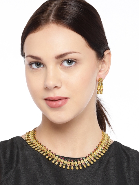 

Peora Gold-Plated Pink & Green Jewellery Set