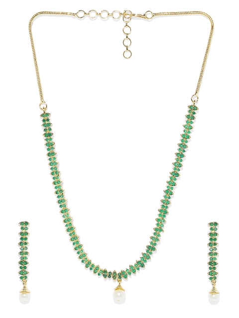 

Peora 18K Gold-Plated Green Cubic Zirconia Jewellery Set