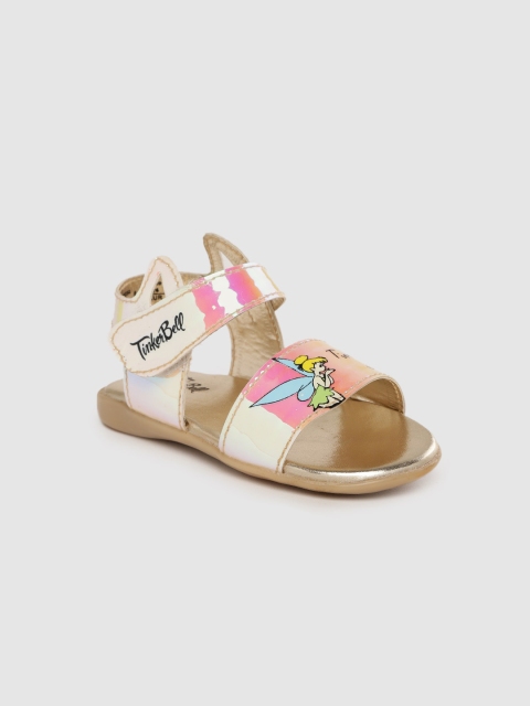 

toothless Girls Yellow & Pink Disney Princess Printed Iridescent Effect Open Toe Flats