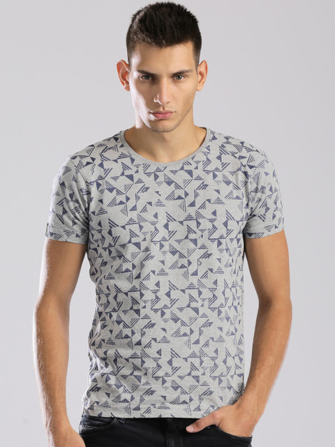 

HRX by Hrithik Roshan Grey Melange Printed T-shirt