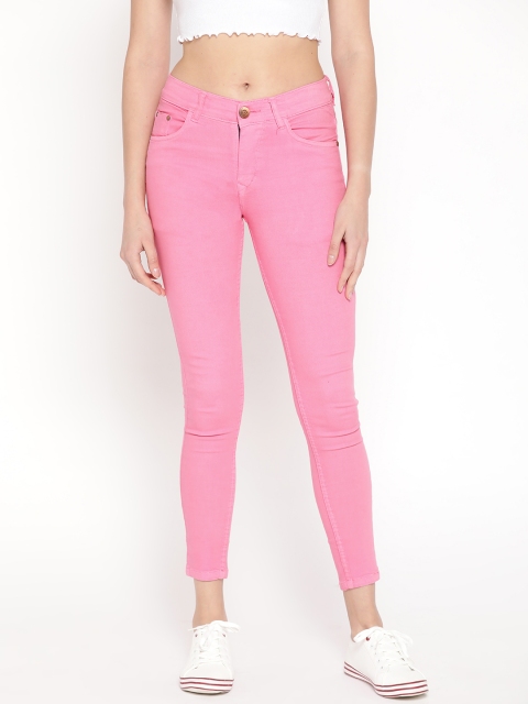 

PARIS HAMILTON Women Pink Slim Fit Mid-Rise Clean Look Stretchable Cropped Jeans