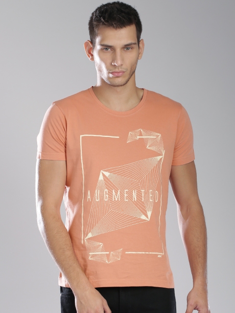 

HRX by Hrithik Roshan Peach-Coloured Printed T-shirt
