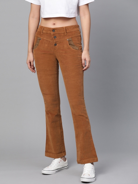 

Pepe Jeans Women Brown Corduroy Regular Fit Solid Bootcut Trousers