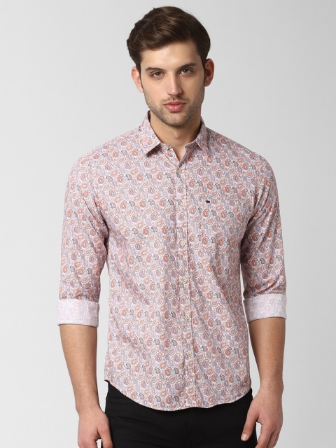 

Peter England Men Orange & Blue Slim Fit Printed Casual Shirt