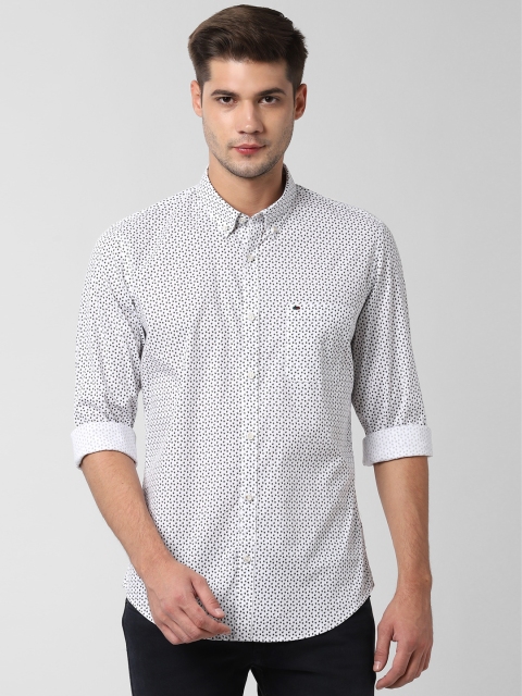 

Peter England Men White Slim Fit Printed Casual Shirt