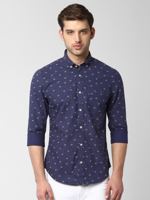 

Peter England Men Navy Blue Slim Fit Printed Casual Shirt