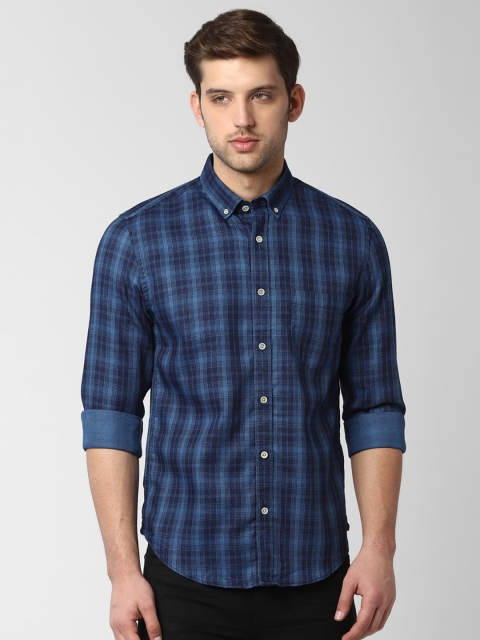 

Peter England Men Navy Blue Slim Fit Checked Casual Shirt