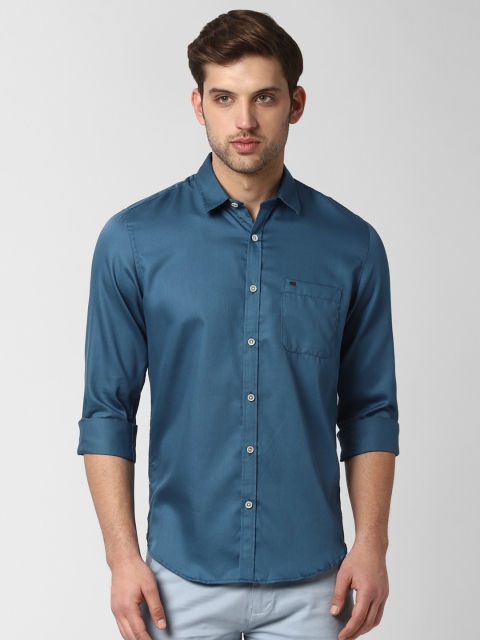 

Peter England Men Teal Blue Slim Fit Solid Casual Shirt