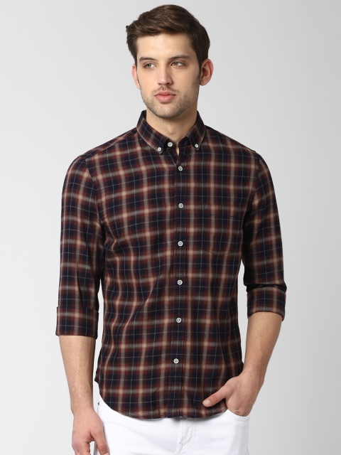 

Peter England Men Maroon & Black Slim Fit Checked Casual Shirt