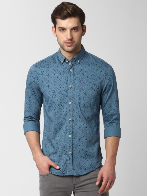 

Peter England Men Black & Blue Slim Fit Printed Casual Shirt