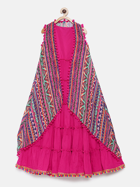

Lil Peacock Girls Fuchsia Solid Empire Dress