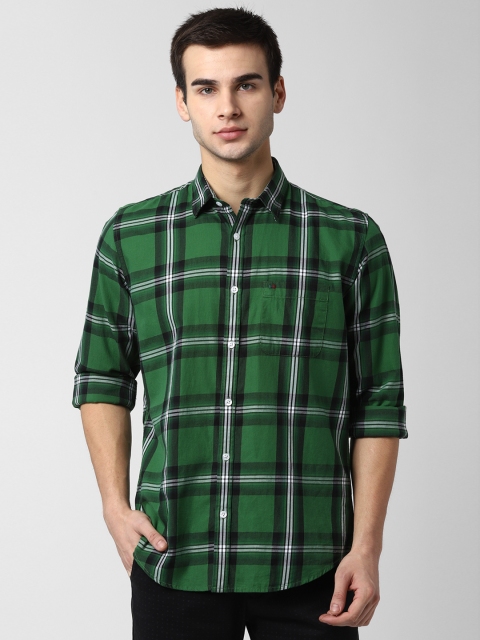 

Peter England Casuals Men Green & Black Slim Fit Checked Casual Shirt