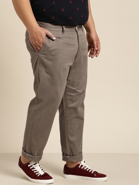 

Sztori Plus Size Men Taupe Regular Fit Printed Chinos